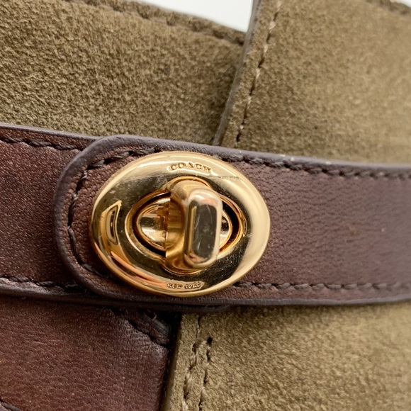 Coach Patricia Suede Ankle Booties in Fatigue/ Chestnut Size 6B - Picture 7 of 12